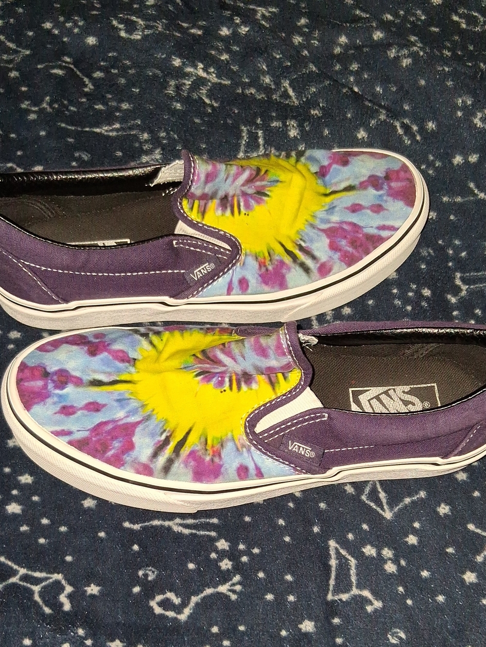 Vans Women’s Slip-On Tie-Dye Sneakers in Purple, Yellow & Blue